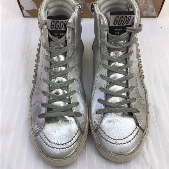 SOLD‼️GOLDEN GOOSE FRANCY SILVER STUDDED SNEAKERS - Picture 3 of 7